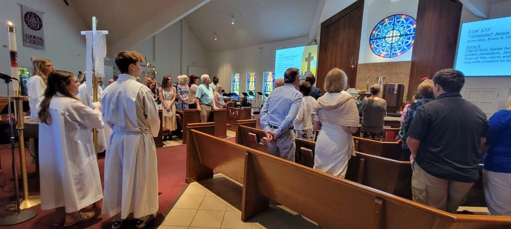 A congregation celebrating Easter Sunday in the Sanctuary